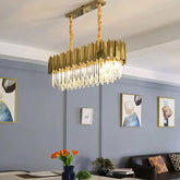 Vertical Trapezoid Gold Dining Room Pendant Light - Clowas